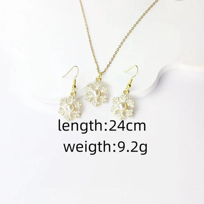 Elegant Snowflake Alloy Inlay Zircon Women's Jewelry Set