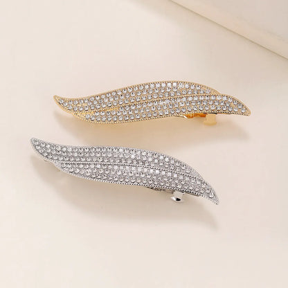 Elegant Solid Color Alloy Inlay Rhinestones Hair Clip