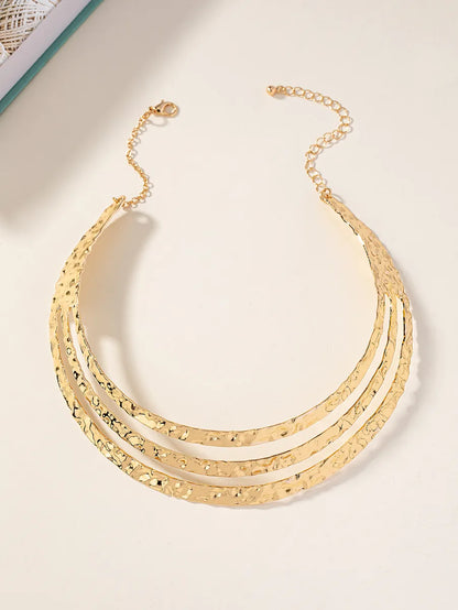 Elegant Solid Color Alloy Polishing Plating Gold Plated Women'S Choker