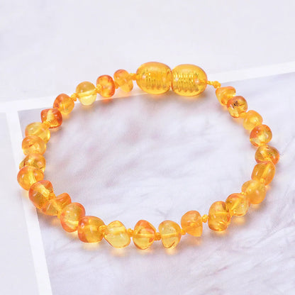 Elegant Solid Color Amber Beaded Bracelets