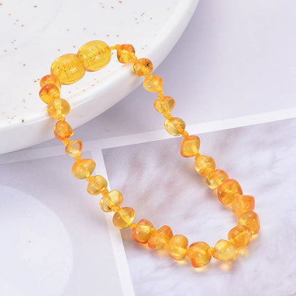 Elegant Solid Color Amber Beaded Bracelets