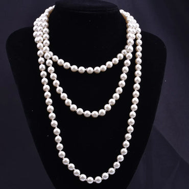 Elegant Solid Color Artificial Pearl Beaded Layered Necklaces 1 Piece