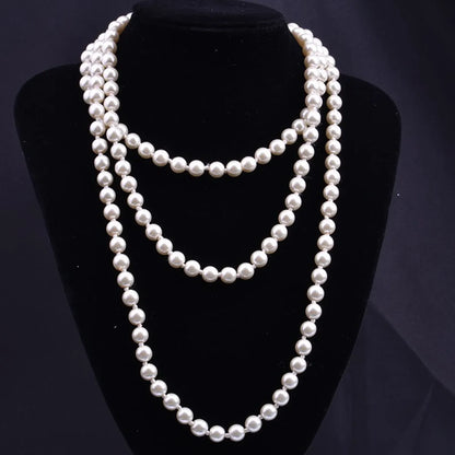 Elegant Solid Color Artificial Pearl Beaded Layered Necklaces 1 Piece