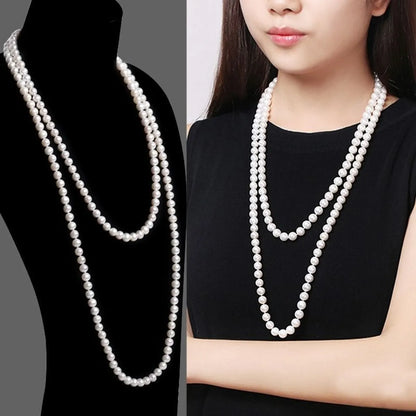 Elegant Solid Color Artificial Pearl Beaded Layered Necklaces 1 Piece