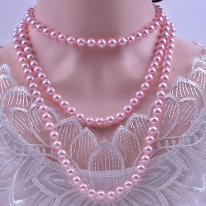 Elegant Solid Color Artificial Pearl Beaded Layered Necklaces 1 Piece