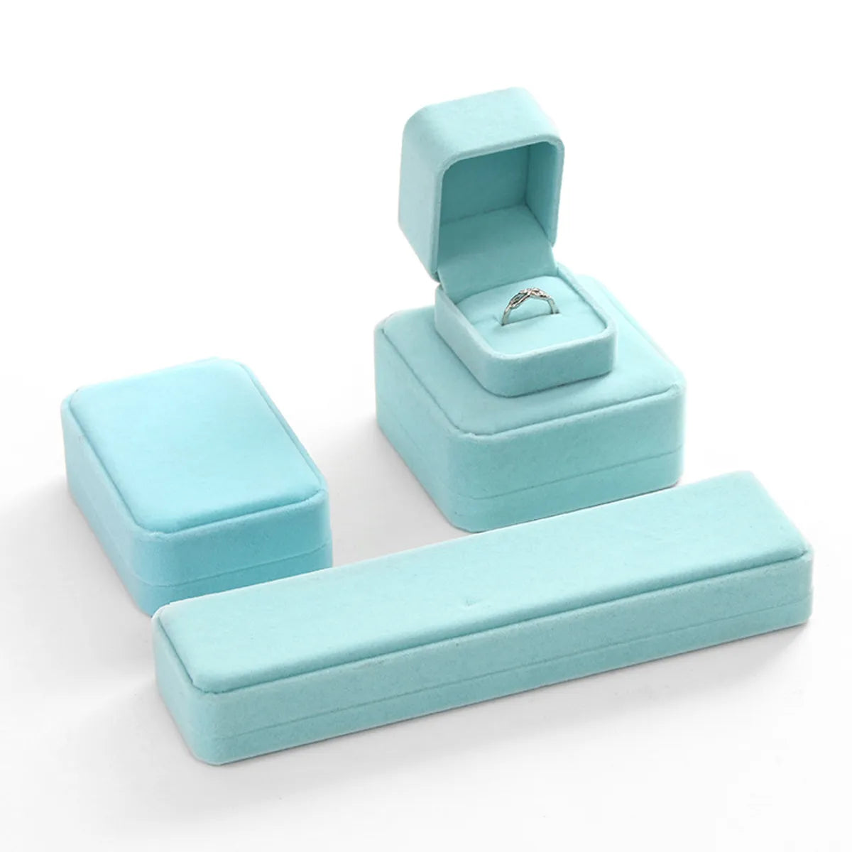 Elegant Solid Color Flannel Jewelry Boxes