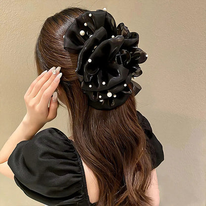 Elegant Solid Color Gauze Handmade Hair Claws