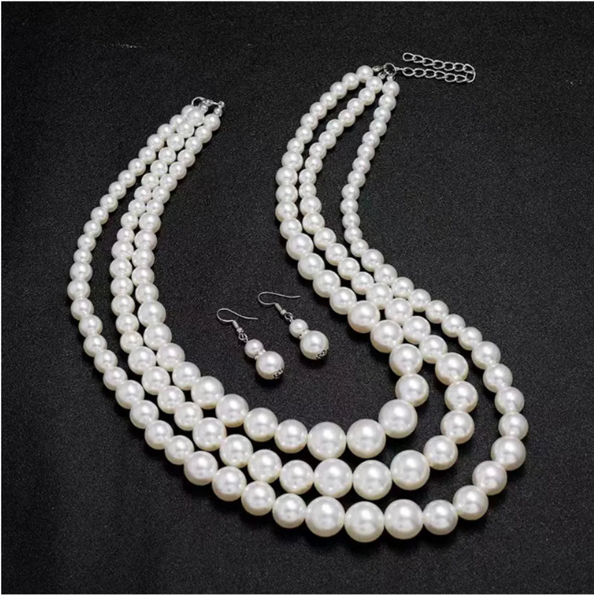 Elegant Solid Color Imitation Pearl Alloy Women's Earrings Necklace