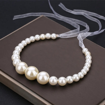 Elegant Solid Color Imitation Pearl Beaded Hair Clip Hair Band