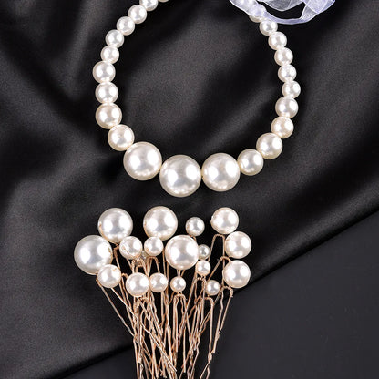 Elegant Solid Color Imitation Pearl Beaded Hair Clip Hair Band