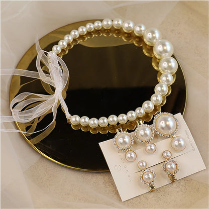 Elegant Solid Color Imitation Pearl Beaded Hair Clip Hair Band