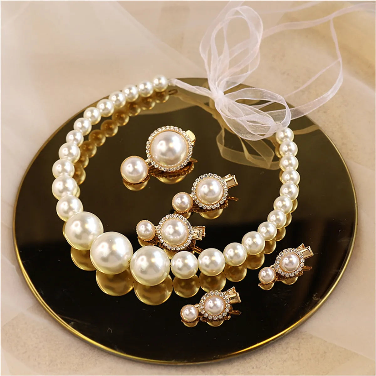 Elegant Solid Color Imitation Pearl Beaded Hair Clip Hair Band