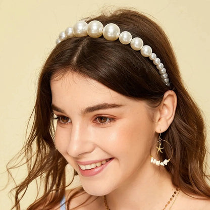 Elegant Solid Color Imitation Pearl Beaded Hair Clip Hair Band