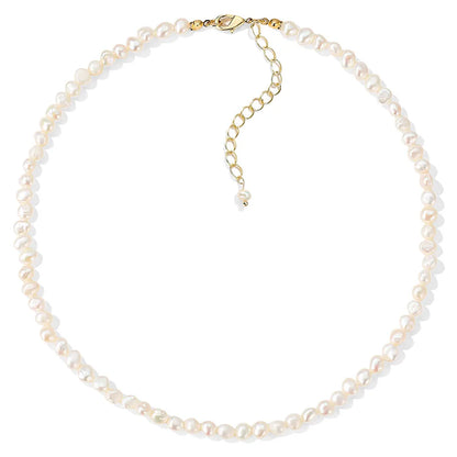 Elegant Solid Color Pearl Beaded Necklace 1 Piece