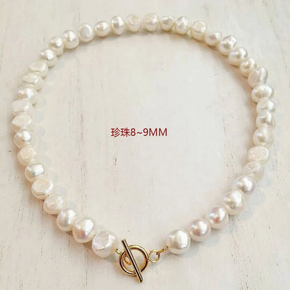 Elegant Solid Color Pearl Beaded Necklace 1 Piece