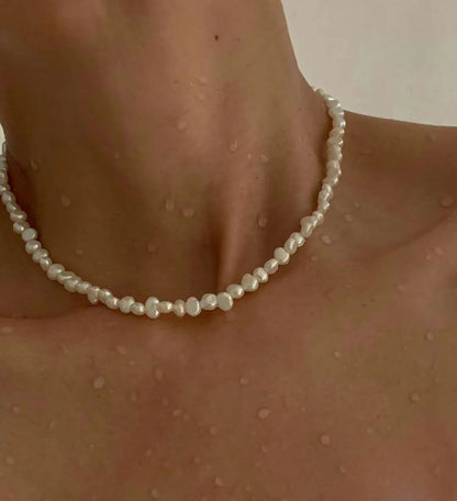 Elegant Solid Color Pearl Beaded Necklace 1 Piece