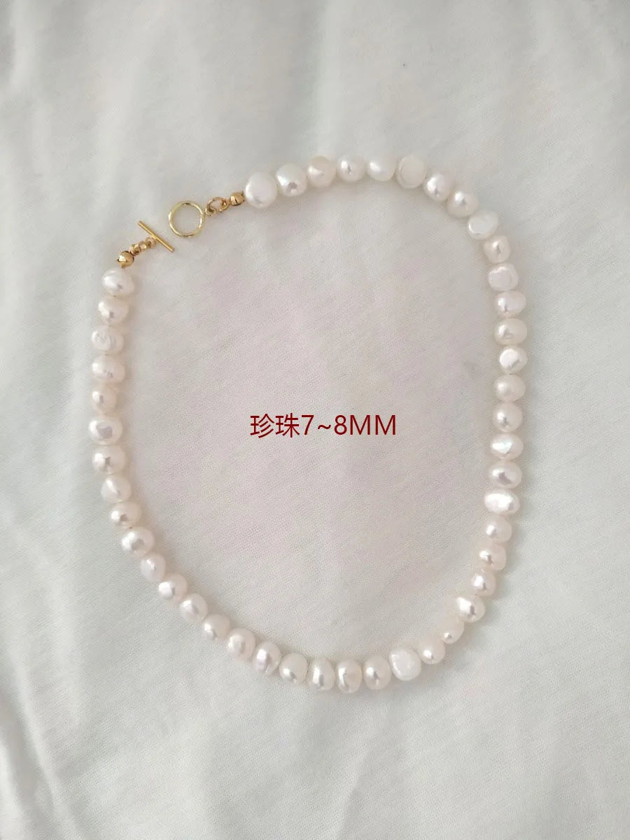 Elegant Solid Color Pearl Beaded Necklace 1 Piece