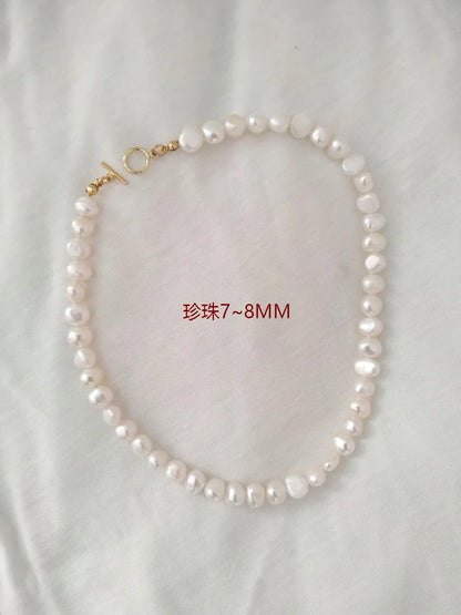 Elegant Solid Color Pearl Beaded Necklace 1 Piece