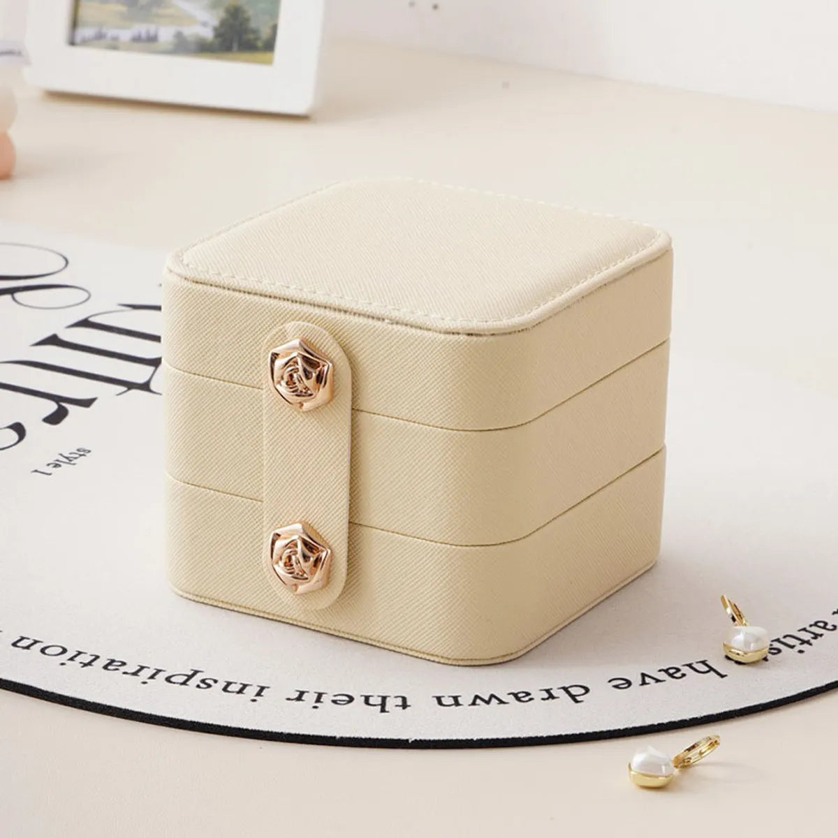 Elegant Solid Color Pu Leather Jewelry Boxes