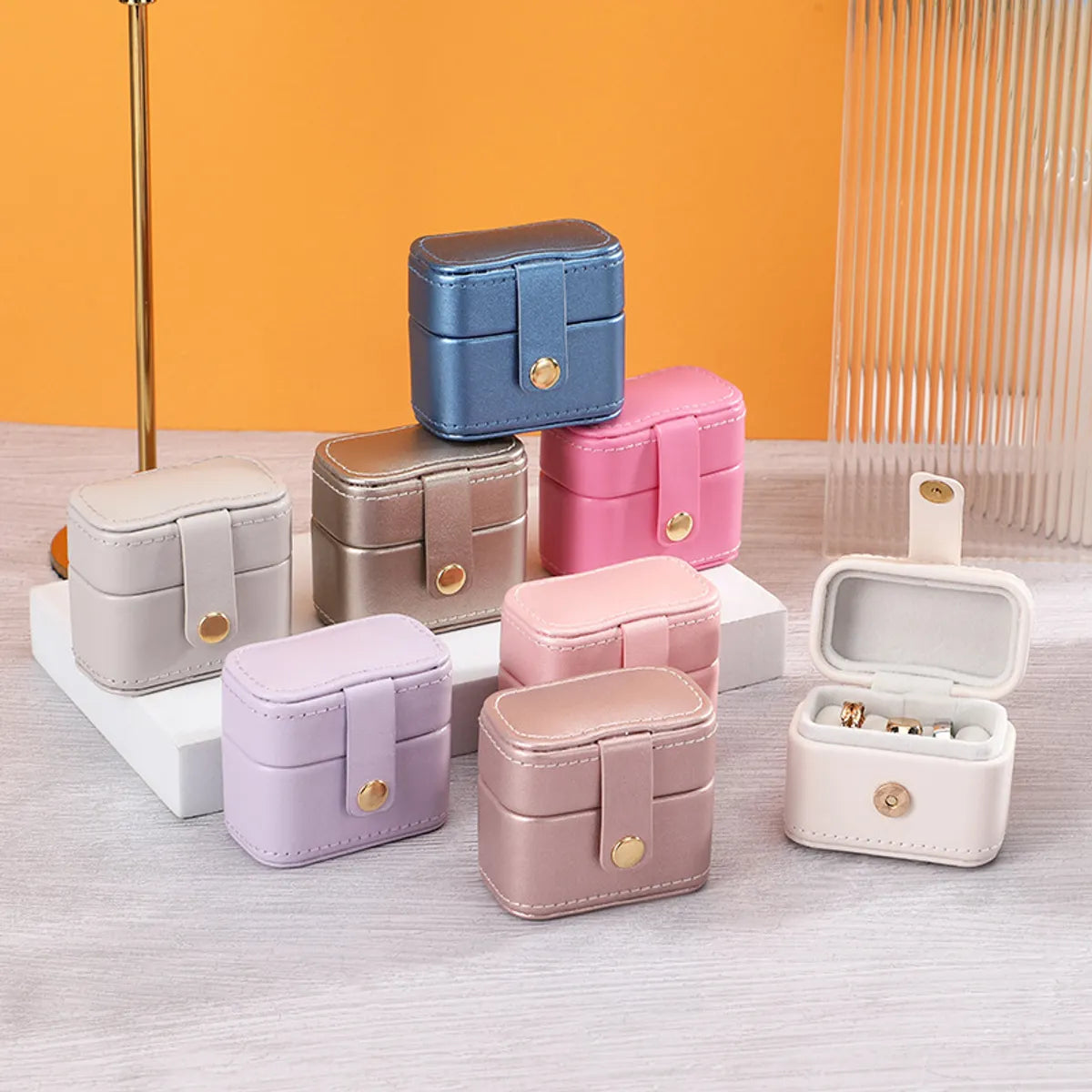 Elegant Solid Color Pu Leather Jewelry Boxes