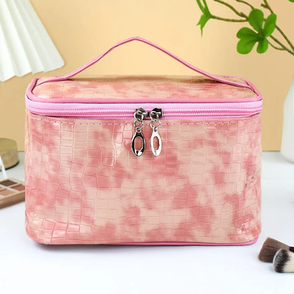 Elegant Solid Color Pu Leather Square Makeup Bags