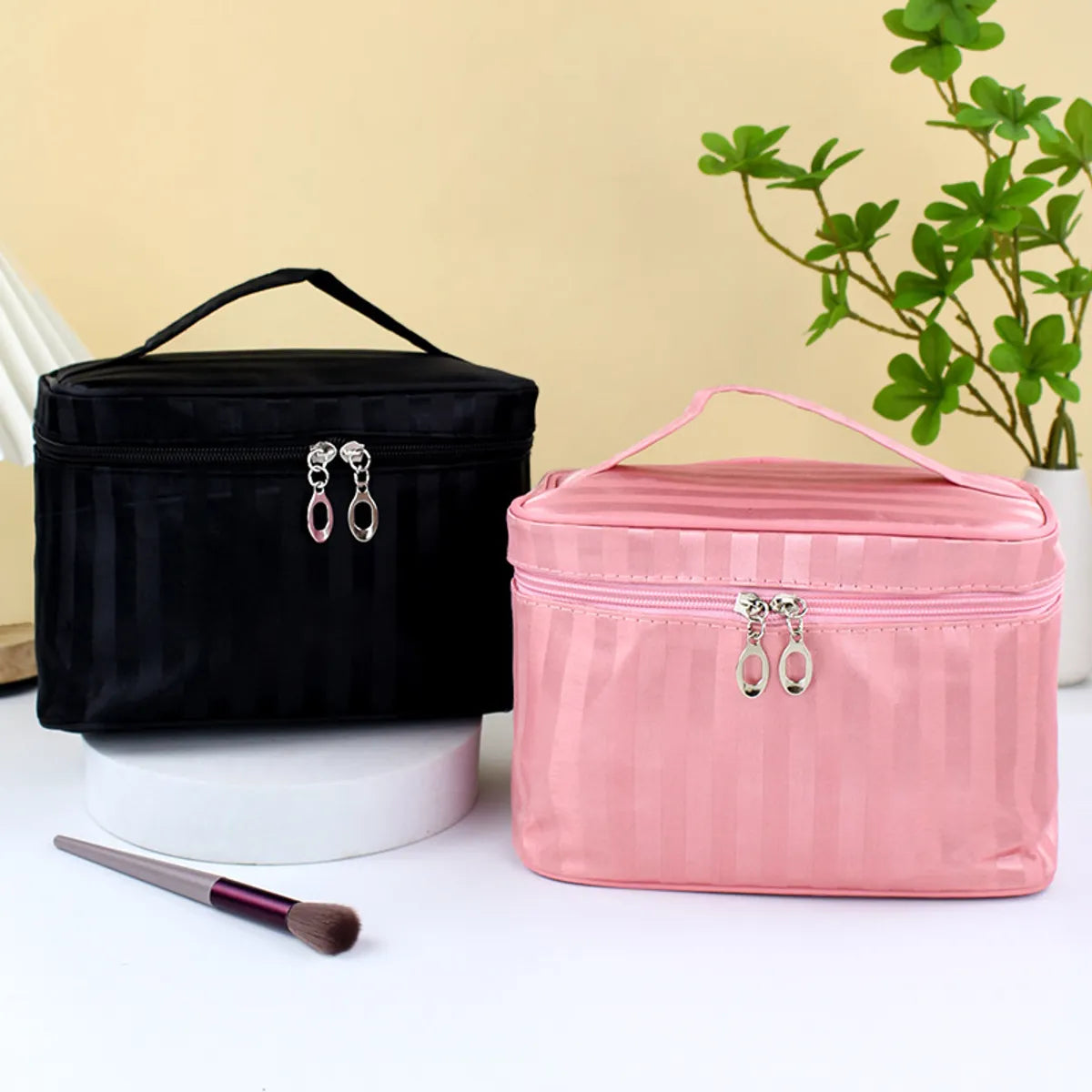 Elegant Solid Color Pu Leather Square Makeup Bags