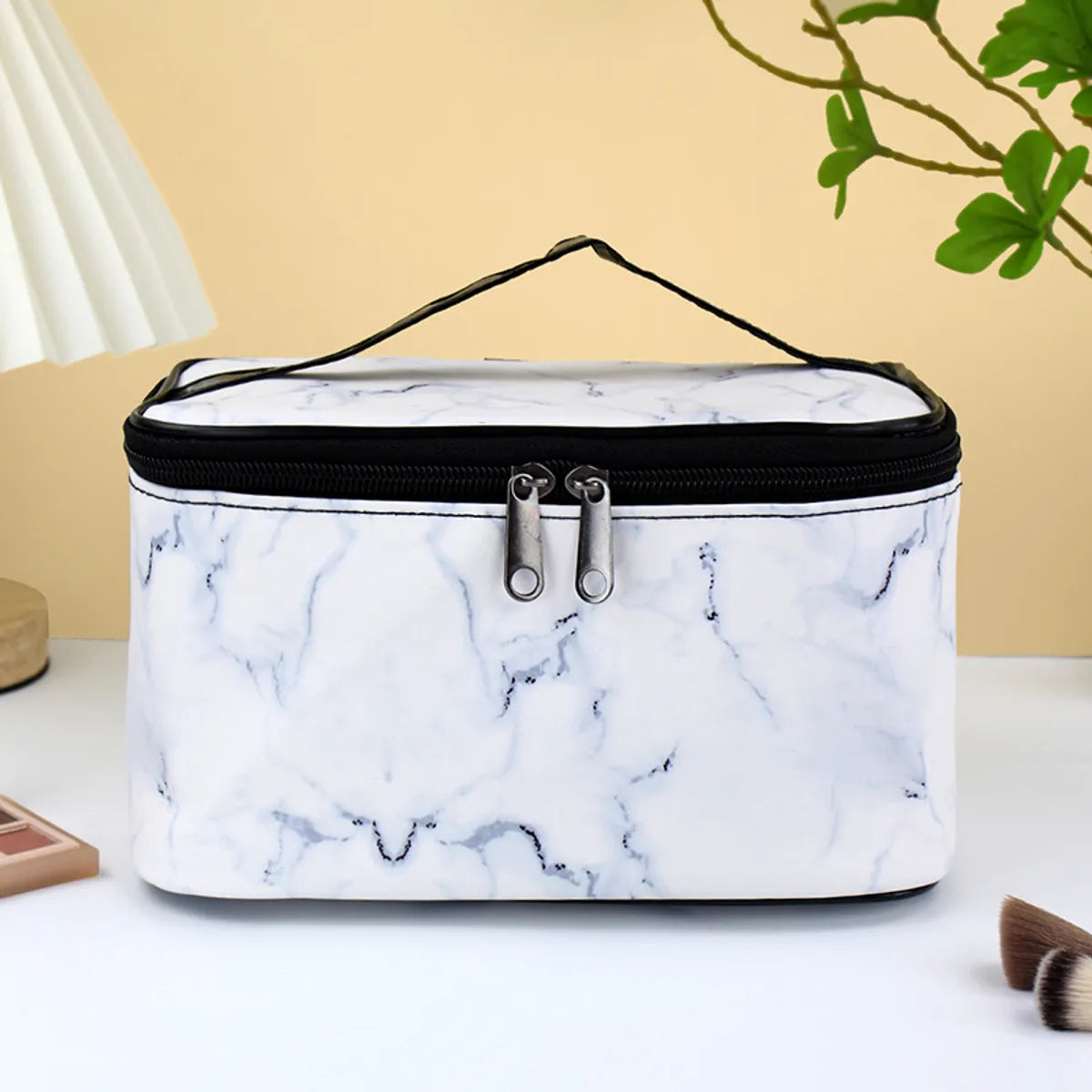 Elegant Solid Color Pu Leather Square Makeup Bags