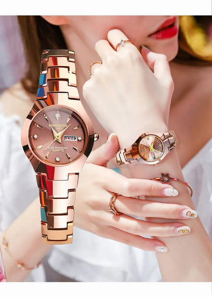 Elegant Solid Color Single Folding Buckle Quartz Women'S Watches