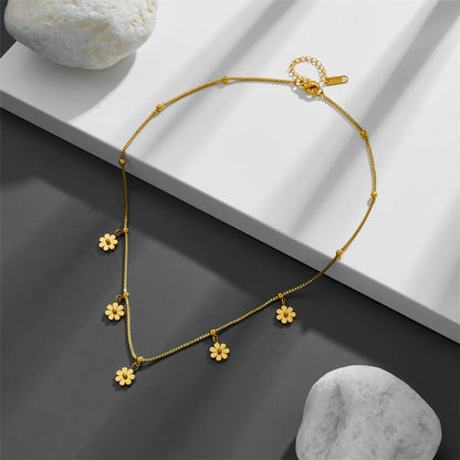 Elegant Solid Color Solid Color Daisy Stainless Steel Earrings Anklet Necklace