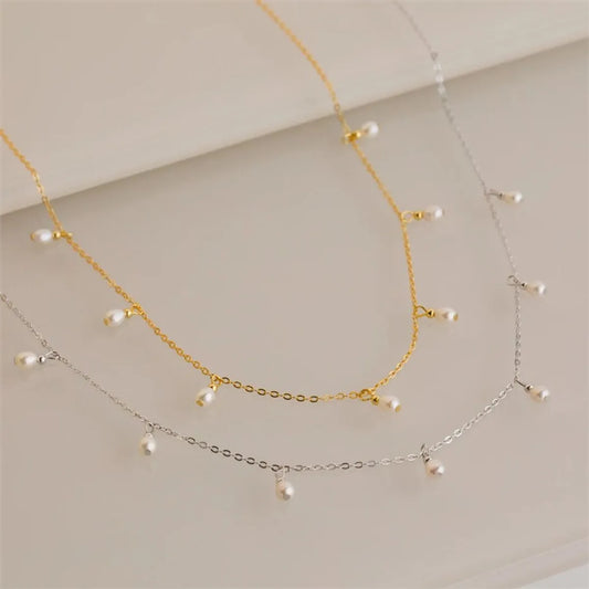 Wholesale Jewelry Elegant Solid Color Stainless Steel Imitation Pearl Plating Necklace