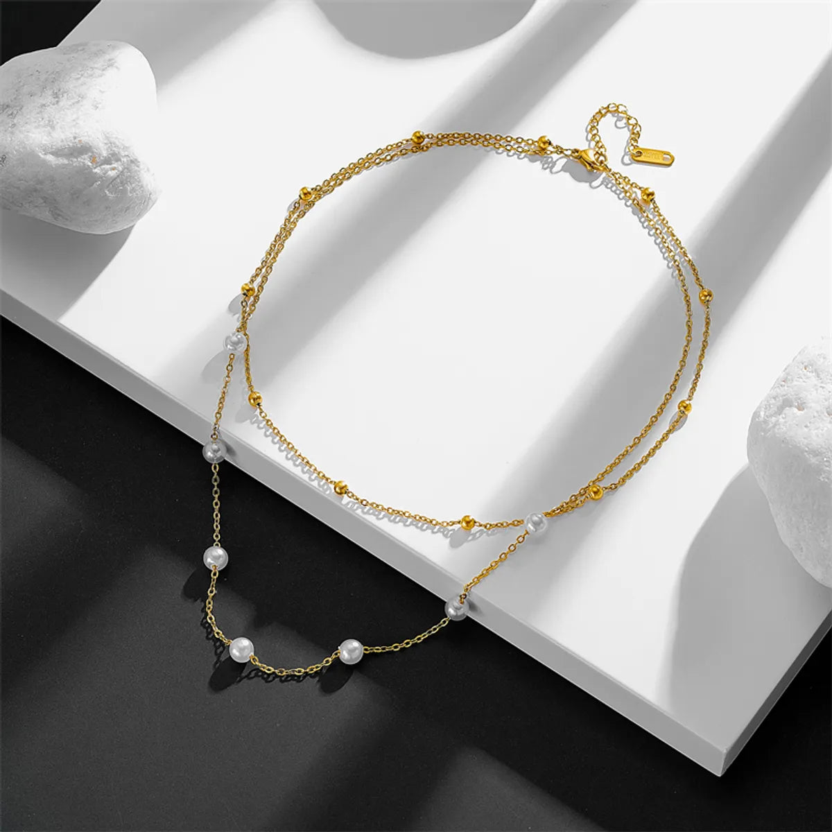 Elegant Solid Color Stainless Steel Plating 18k Gold Plated Layered Necklaces