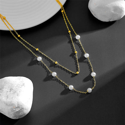 Elegant Solid Color Stainless Steel Plating 18k Gold Plated Layered Necklaces