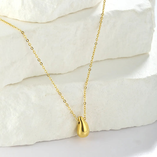 Elegant Solid Color Stainless Steel Plating 18k Gold Plated Pendant Necklace