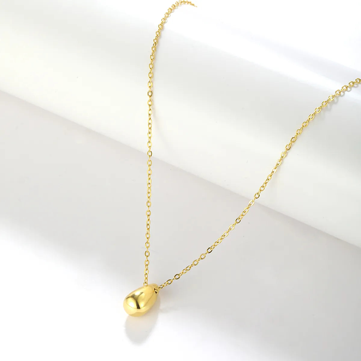 Elegant Solid Color Stainless Steel Plating 18k Gold Plated Pendant Necklace