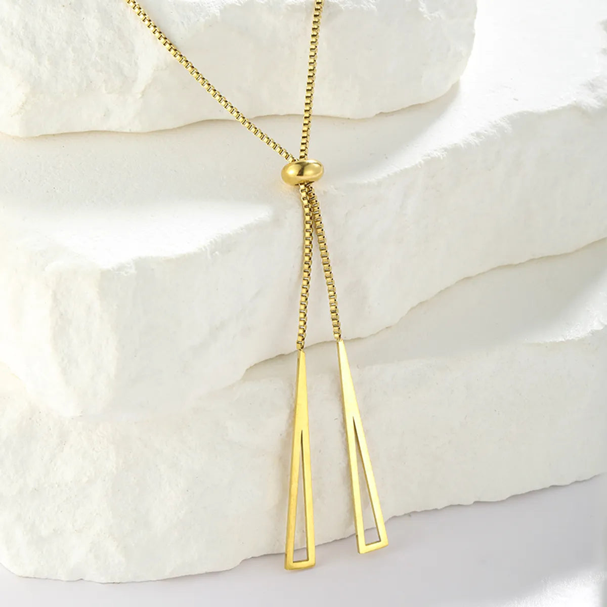 Elegant Solid Color Stainless Steel Plating 18k Gold Plated Pendant Necklace