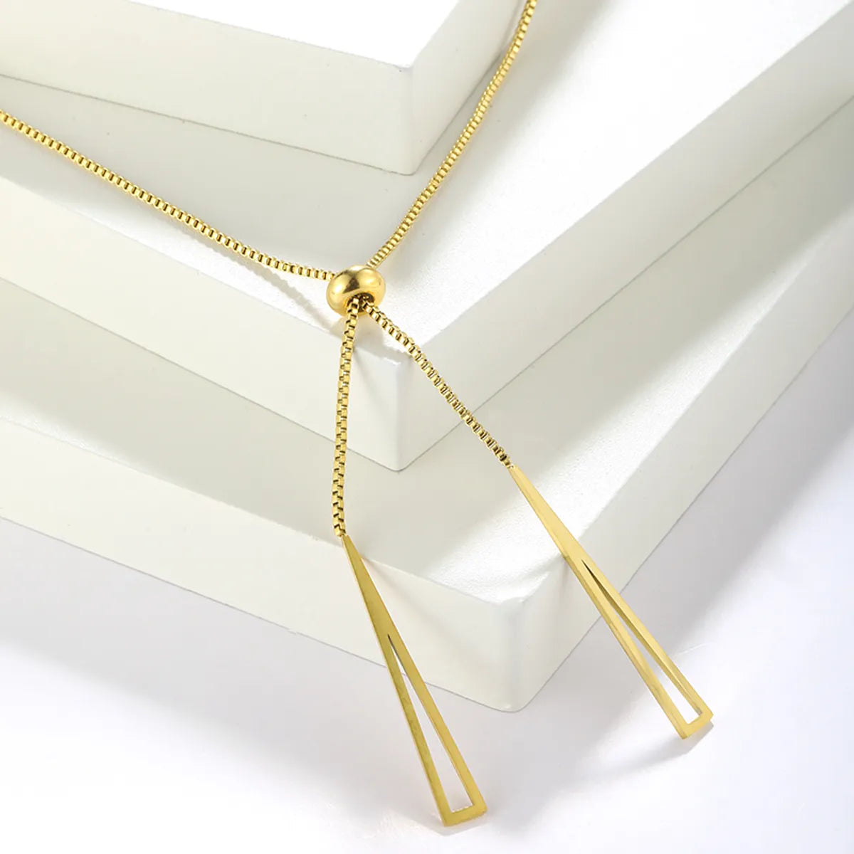 Elegant Solid Color Stainless Steel Plating 18k Gold Plated Pendant Necklace