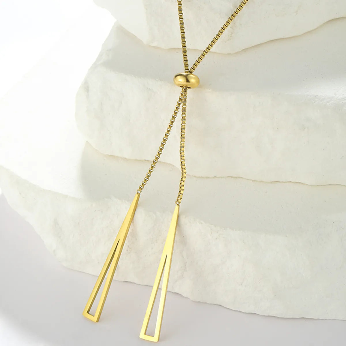 Elegant Solid Color Stainless Steel Plating 18k Gold Plated Pendant Necklace