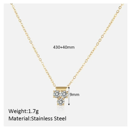 Elegant Solid Color Stainless Steel Plating Inlay Artificial Diamond 18k Gold Plated Pendant Necklace