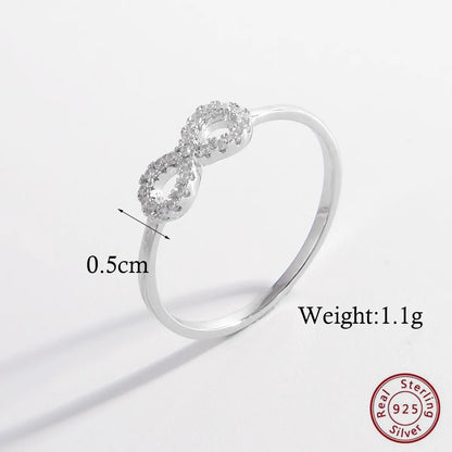 Elegant Solid Color Sterling Silver Plating Inlay Zircon White Gold Plated Rhodium Plated Rings