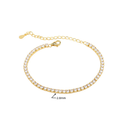 Elegant Solid Color Sterling Silver Zircon Tennis Bracelet In Bulk