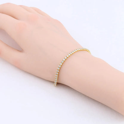 Elegant Solid Color Sterling Silver Zircon Tennis Bracelet In Bulk