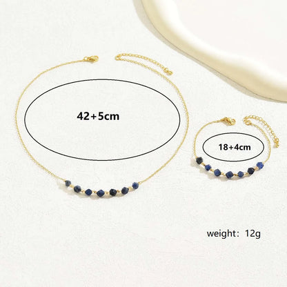 Elegant Solid Color Stone Copper Plating 18k Gold Plated Bracelets Necklace