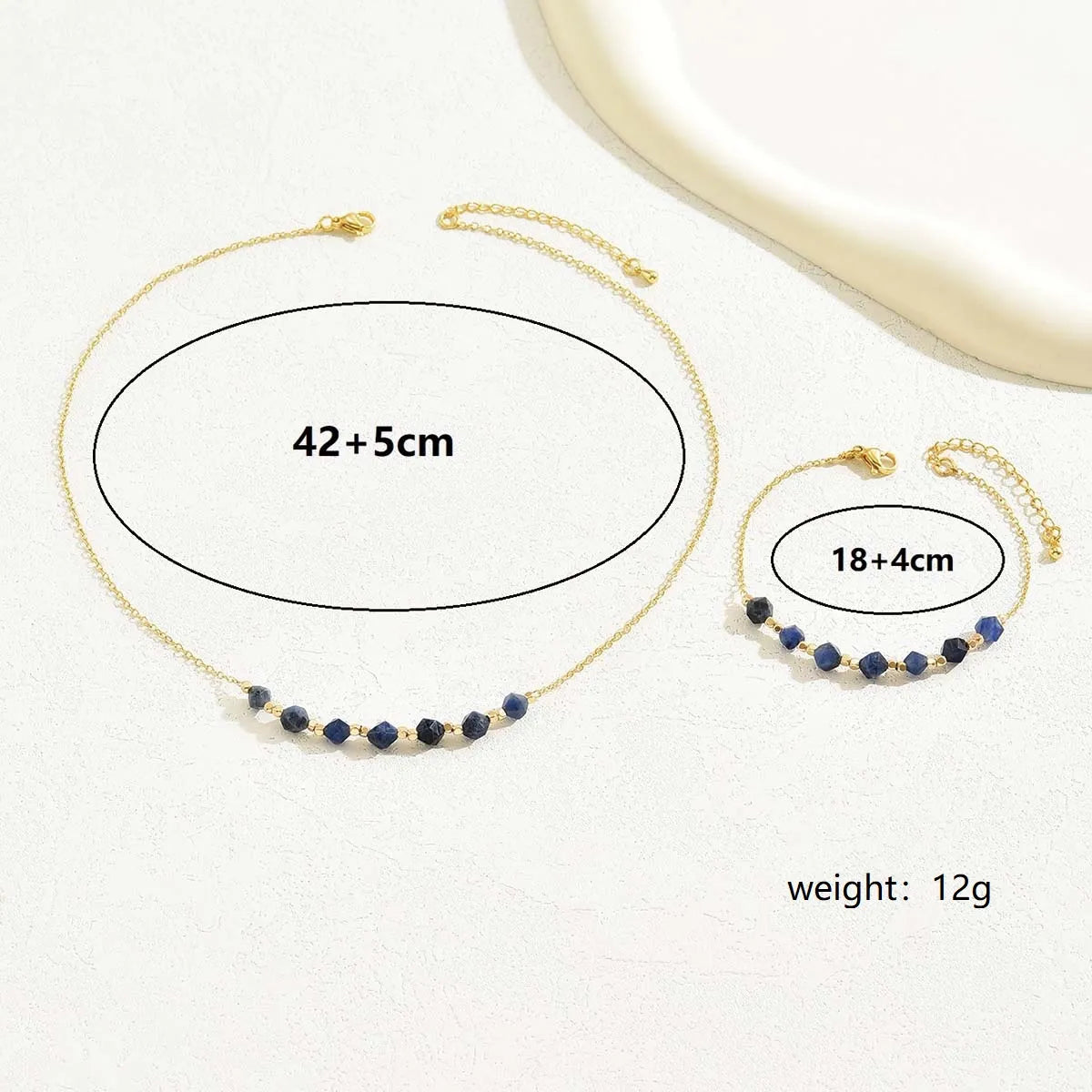 Elegant Solid Color Stone Copper Plating 18k Gold Plated Bracelets Necklace