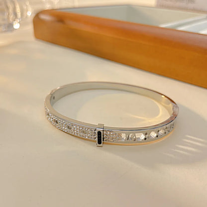 Elegant Solid Color 304 Stainless Steel Zircon Bangle In Bulk