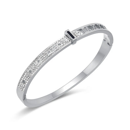 Elegant Solid Color 304 Stainless Steel Zircon Bangle In Bulk