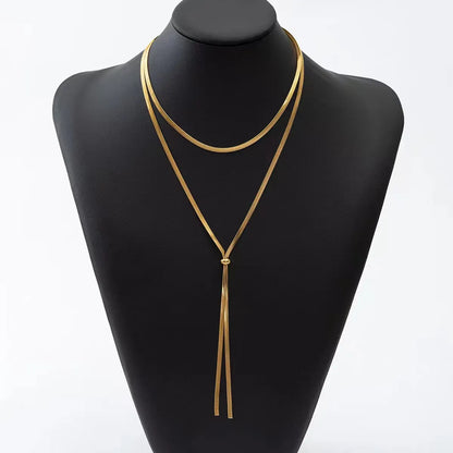 Elegant Solid Color Titanium Steel Plating Long Necklace