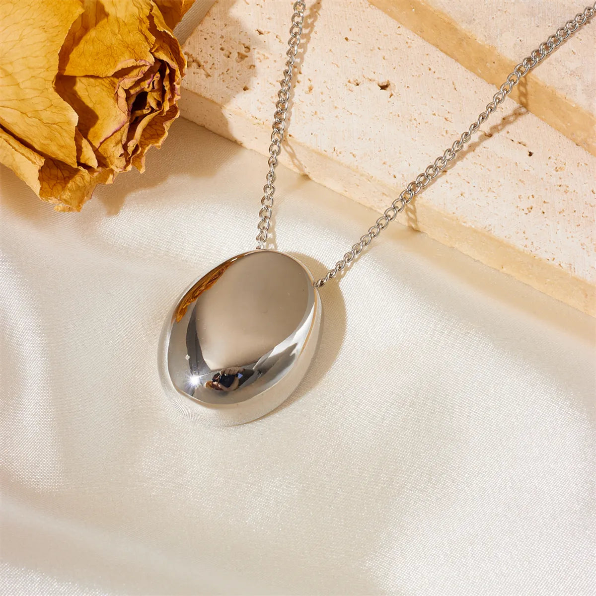 Elegant Solid Color Titanium Steel Plating Pendant Necklace