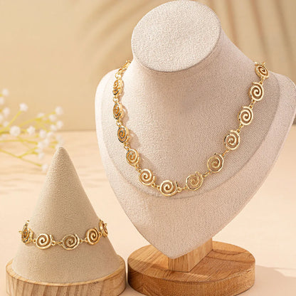 Elegant Spiral Alloy Women's Bracelets Necklace Jewelry Set