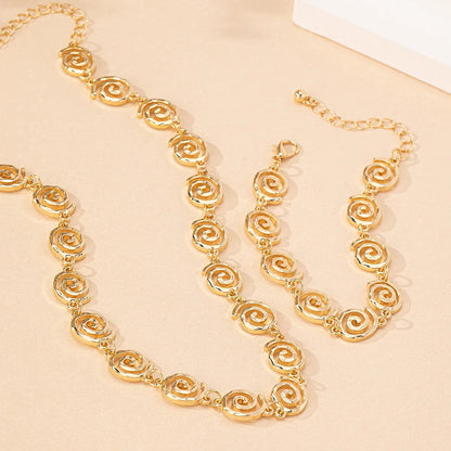 Elegant Spiral Alloy Women's Bracelets Necklace Jewelry Set