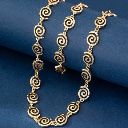 Elegant Spiral Alloy Women's Bracelets Necklace Jewelry Set